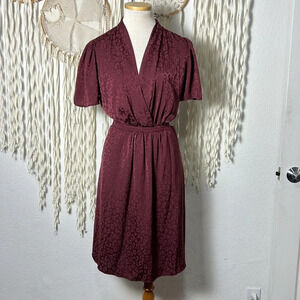 Margaret O'Leary Burgundy Leopard Print Dress Size Small